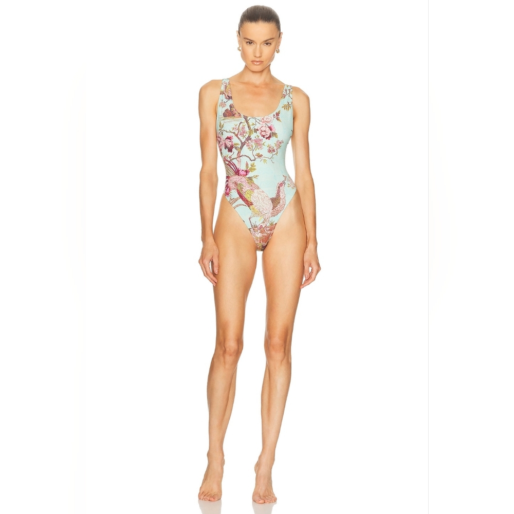 BB1. NWT SKIMS X ROBERTO CAVALLI SCOOP NECK ONE PIECE IN FIGIANELLA PRINT